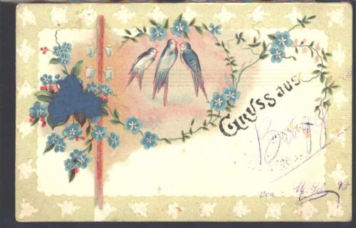 1901 Prägedruck Vergissmeinnicht AK