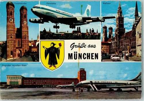 W8000 München über der Stadt AK PAN AM Fotomontage AK