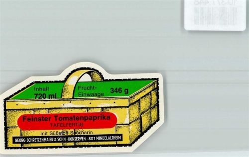 Mindelaltheim Etikett Feinster Tomatenpaprika Firma Schretzenmaier