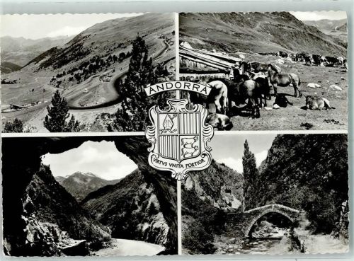 Pas de la Casa 1961 Tunnel sur la Route d´Andorra Oldtimer Esel Maultiere Brücke