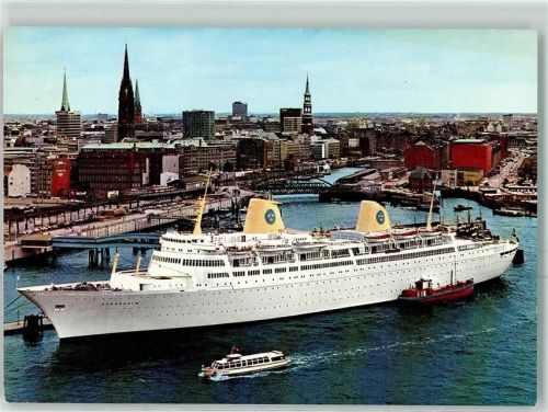 Hamburg Überseebrücke Dampfer Kungsholm AK