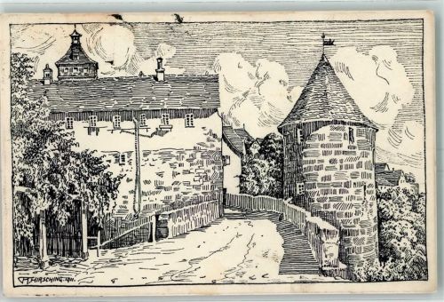 Waldenburg Zeichnung sign. A. Hirsching 1911