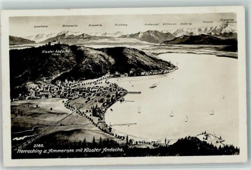 82211 W8036 Herrsching a. Ammersee - Vogelschau Ammersee Kloster Andechs