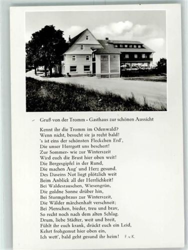 Grasellenbach Gasthaus Zur schönen Aussicht Gedicht Gruß von der Tromm