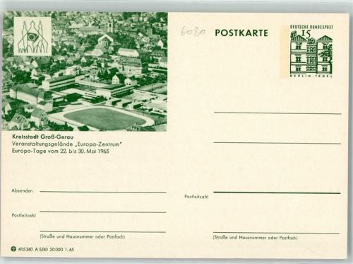 Groß-Gerau Ganzsache Veranstaltungsgelände Europa-Zentrum Europa-Tage 22. - 30.Mai 1965