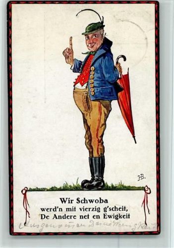 1926 Verlag Schwerdtfeger Nr. 216 - Ein Schwabe mit Regenschirm, Stempelspur