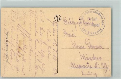 Spa WK I Lazarettstempel K. Mil.-Genesungsheim Abt. Glashalle