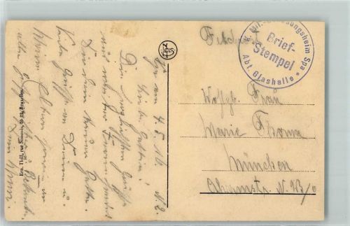 Spa WK I Lazarettstempel K. Mil.-Genesungsheim Abt. Glashalle