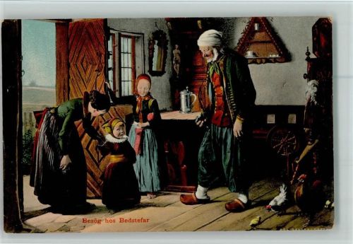 Besög hos Bedstefar - Vincents Kunstforlag Nationalserie 255/1 AK Holzschuhe