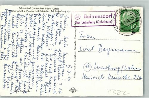 24321 W2322 Behrensdorf b Lütjenburg - Landpoststempel über Lütjenburg Ostholstein