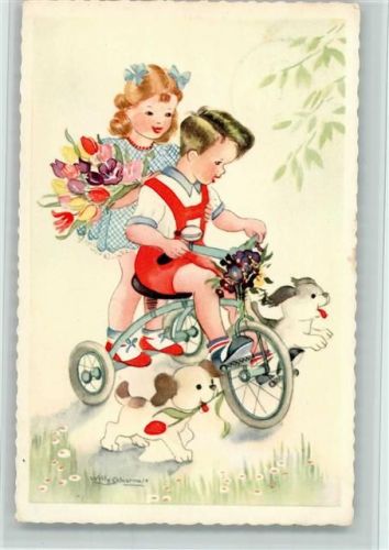 Kinder mit einem Dreirad, Spielzeug Schermele, W. 1959
