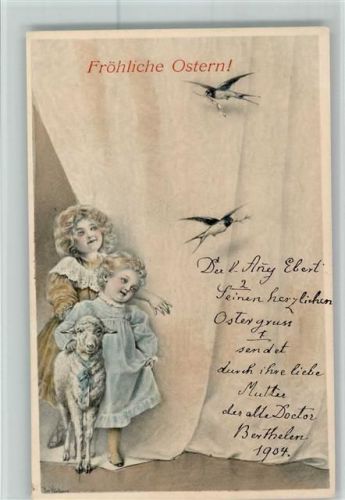 M.Munk Vienne Nr. 138 - Ostern, Kinder mit Schwalben , gute Erhaltung Wichera, R. R. v. 1898 Künstlerkarte