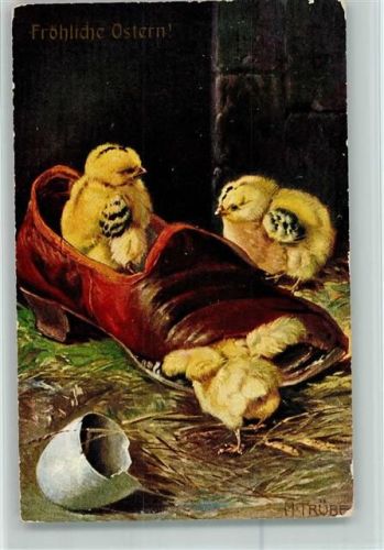 1908 Ostern - Küken sitzen in einem Schuh, TSN Serie 860 AK