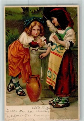 1902 Junge Mädchen mit einer Spindel AK