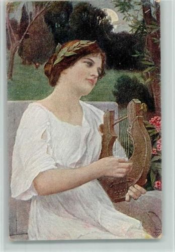 Gemälde von Seifert - Die Nachtigall - Frau mit einer Leier