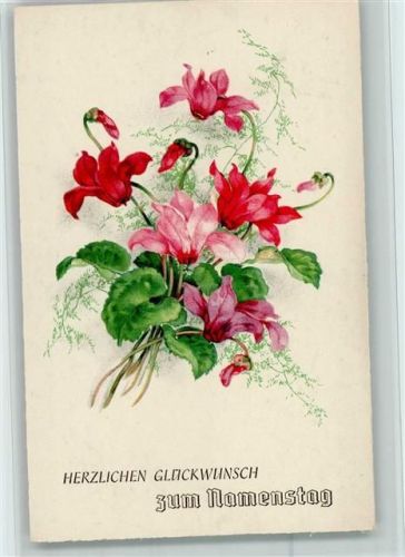 Namenstag - Blumen und Farn, gute Erhaltung