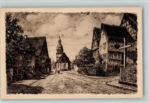 Neustadt 1925 Straßenpartie mit Kirche , Kunstdruck Gerling 4124 AK