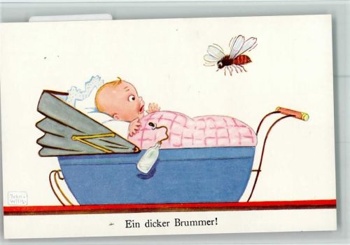 Baby Nuckel Babyflasche Kinderwagen sign John Wills