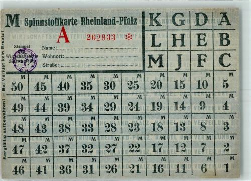 Spinnstoffkarte Rheinland Pfalz