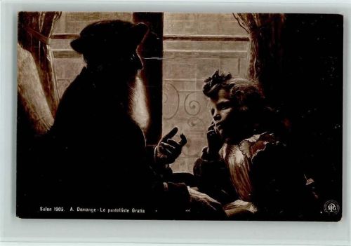 Oranotypie Nr. 240 Salon 1905 - Demange: Le pastelliste Gratia - NPG - Großvater erzählt Geschichten
