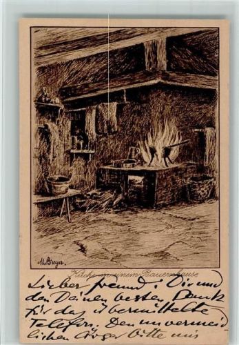1947 Küche in einem Bauernhaus - offene Feuerstelle