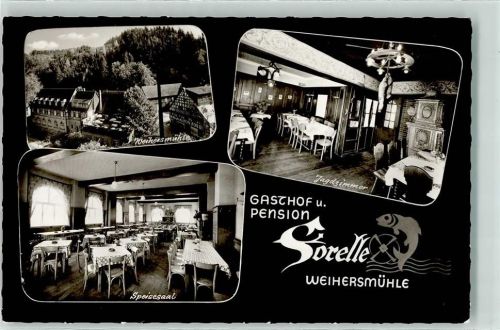 Weihersmühle Gasthaus Forelle Jagdzimmer Speisesaal Kachelofen