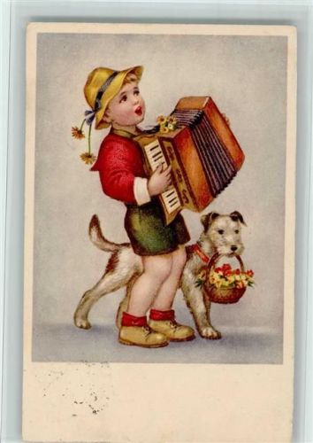 Kind mit einem Foxterrier AK