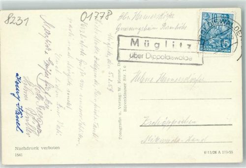 Dippoldiswalde Landpoststempel Müglitz Winter Grenze Grenz-Schänke