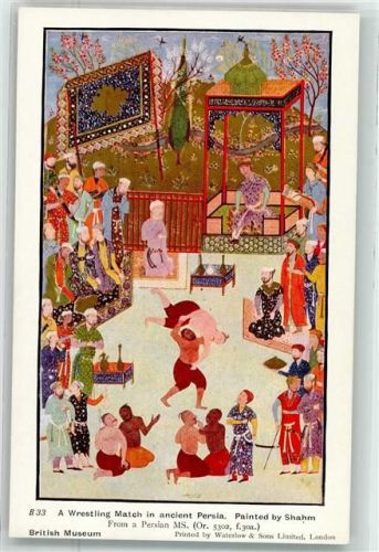 a Wrestling Match in ancient Persia Painted by Shahm British Museum