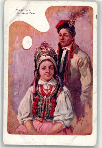 das junge Paar Tracht sign. A. Setkowiez