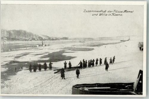 Kowno Winter Zusammenfluß von Memel und Wilia
