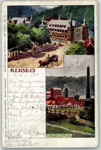 06493 O4301 Alexisbad 1901 Künstlerkarte Mägdesprung signiert