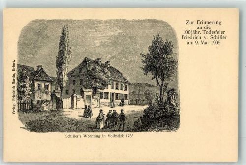 Volkstedt 1905 Schillers Wohnung Zeichnung zur 100 jährigen Todesfeier Serie Schillerstätten