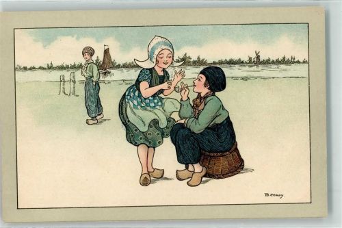 Verlag Dondorf Nr. 500 Hollandkinder Tracht Pfeife Hardy, F. 1916 Lithographie / Mondschein