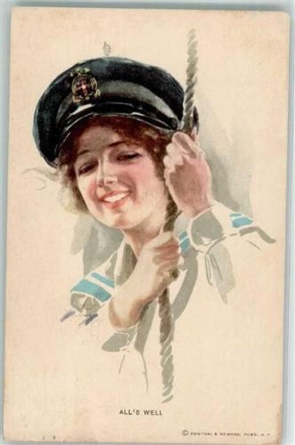 1914 Verlag Reinthal & Newmann Water color Nr. 381 Frau bei der Marine