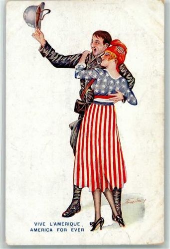 Vive L`Amerique America for ever Patriotik WK I Serie 50 Nr. 256 Amitie Franco-Americaine