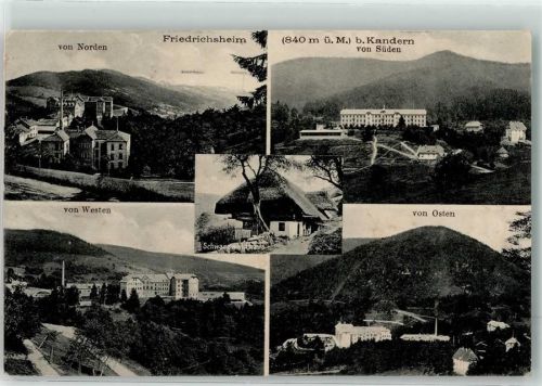 Friedrichsheim 1918 Heilstätte aus vier verschiedenen Perspektiven Schwarzwaldhaus Feldpost Reserve Lazarett