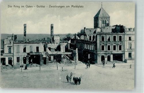 Goldap Foto AK Marktplatz WK I Zerstörungen
