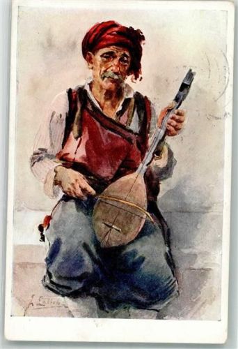 1932 Volkstypen der Umgebung von Ragusa , Altes Instrument Gusla