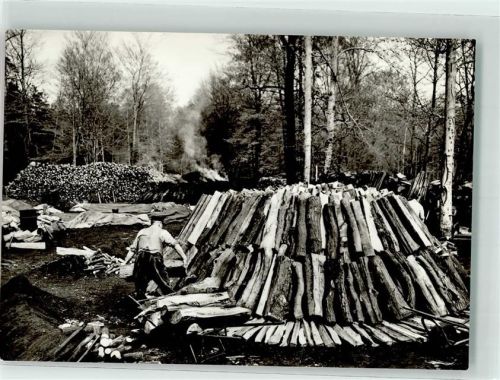 Eisenhammer 1974 Kohlenmeiler Köhler bei der Arbeit Dübener Heide
