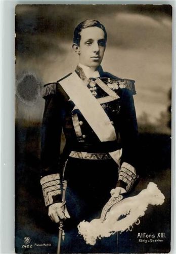 Zürich 1909 König Alfons XIII in Uniform Werbestempel: Töchterinstitut Villa Obstgarten Zürich IV