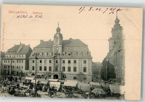 Weißenfels 1904 Marktszene Rathaus