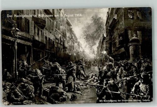 1914 WK I Nachtgefecht in Mülhausen
