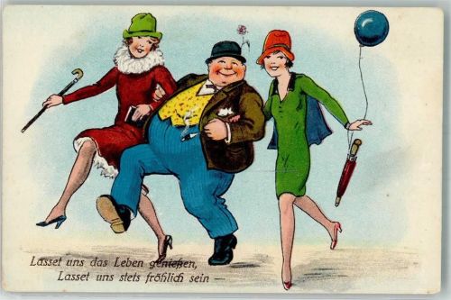 Verlag L & P Nr. 2040 Fröhlich mit zwei Frauen Luftballon Thiele??
