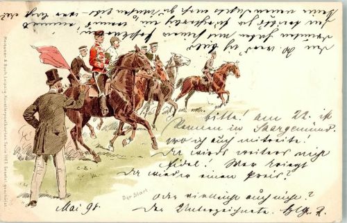 1899 Meissner u. Buch Serie 1003 Der Start sign. C. Becker + Adelskorrespondenz