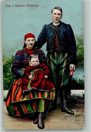 Typy z Ksiestwa Lowickiego Familie mit Kind Tracht Polen 1916