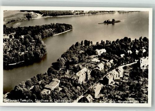 Templin Fliegeraufnahme Templin Stadtsee mit Liebesinsel