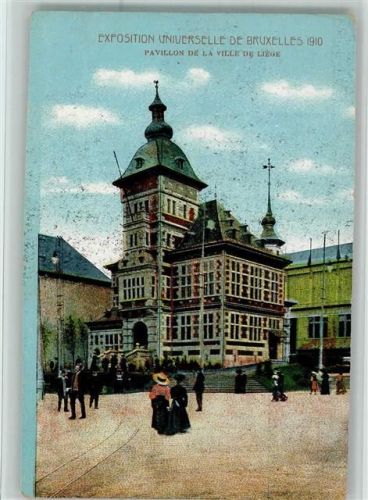 Exposition 1910 - Pavillon de la Ville de Liege , color AK