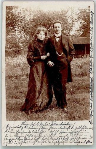 Cottbus 1904 Junges Paar im Garten Ort lt. Stempel