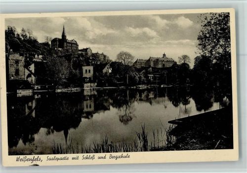 Weißenfels Saalepartie mit Schloß und Bergschule